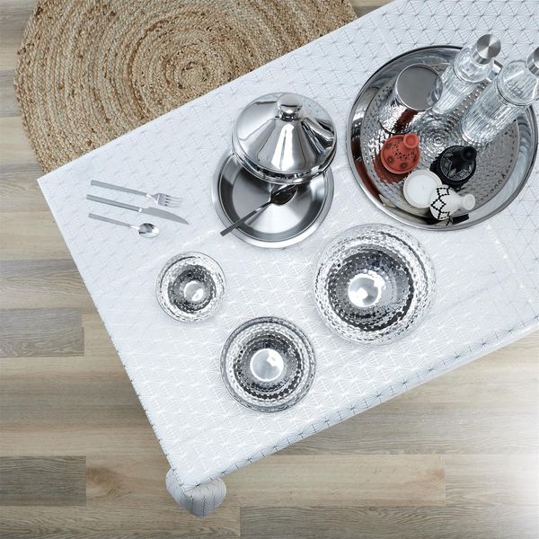 Obrus Geometric Dore biały/srebrny 140x250cm zdjęcie 4