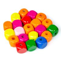 Drewniane koraliki KOSTKA 10x10mm mix kolorów 20szt.