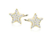 POZŁACANE SREBRNE KOLCZYKI GWIAZDKI BIAŁE CYRKONIE