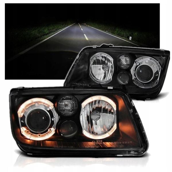 LAMPY Reflektory VW BORA Od 1998 Do 2005 RINGI ANGEL EYES DEPO HALOGEN NOWE zdjęcie 2