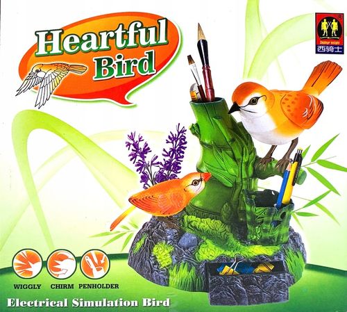 Ruchome ptaszki śpiewające pojemnik na biurko przybory figurka interakrywna na Arena.pl