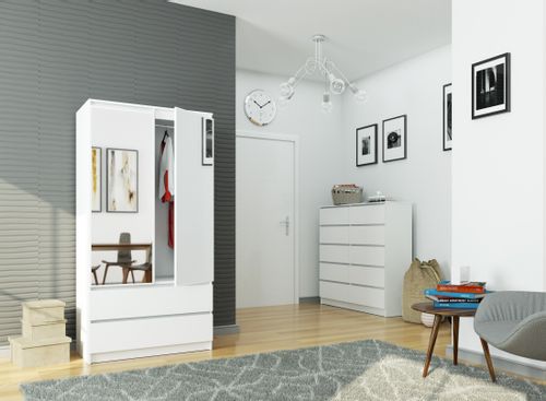 SZAFA S 90 cm 2 DRZWI 2 SZUFLADY 2 LUSTRA BIAŁA na Arena.pl