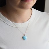 Zawieszka - larimar serce w srebrze rodowanym 1