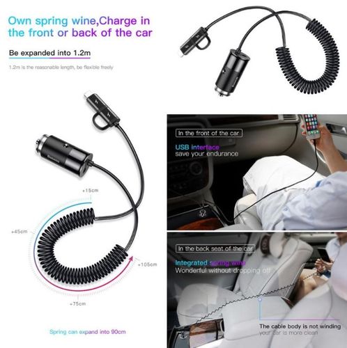 Baseus TYPE-C USB-C Lightning 4.8A ładowarka samochodowa mocna na Arena.pl