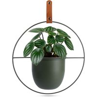 Osłonka na doniczkę wisząca metalowa zielona 30x30 cm