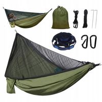 HAMAK TURYSTYCZNY Z SIATKĄ NA KOMARY DO WYPOCZYNKU NA ŚWIEŻYM POWIETRZU