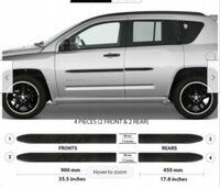 Jeep COMPASS I 2007-16 Listwy CZARNE Boczne Drzwi