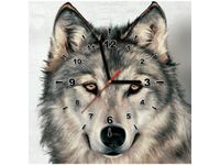 40X40CM ZEGAR SZARY WILK OBRAZ