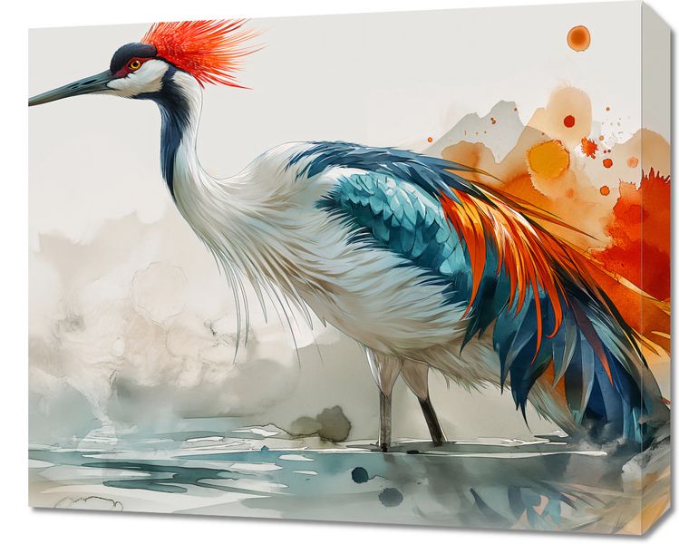 Obraz 60x50cm Żuraw w Akwareli zdjęcie 1