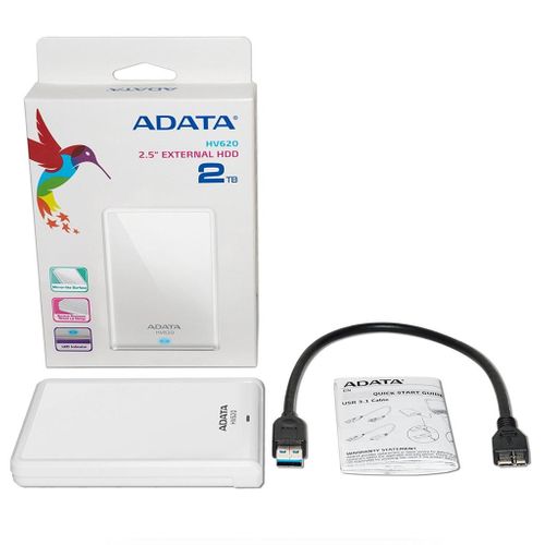 External HDD Adata HV620 ,2TB ,White ,SuperSpeed USB 3.1 na Arena.pl