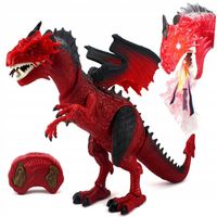 DUŻY SMOK ZIEJĄCY OGNIEM DINOZAUR STEROWANY PILOT RYCZY CHODZI ZIONIE PARĄ