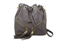 Torebka damska - worek z frędzlami - Szara