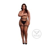 double strap garter belt with adjustable sliders - plus size - black