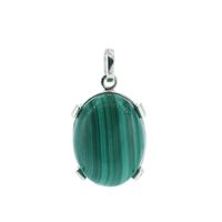 Zawieszka z owalnym malachitem w srebrze rodowanym