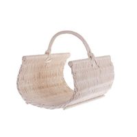 Wiklinowy Wybielany Kosz Kominkowy 60x40 H29/44 cm