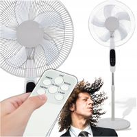 WENTYLATOR STOJĄCY WIATRAK Z PILOTEM MOCNY Z REGULACJĄ 50W EKRAN + TIMER