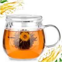 Kubek z Zaparzaczem Pokrywką Zaparzacz Szklany do Herbaty Ziół 400 ml