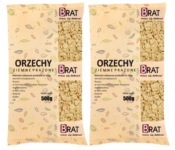 Orzechy ziemne PRAŻONE arachidowe 1kg (2x500g) NATURALNE wysoka JAKOŚĆ zdjęcie 1