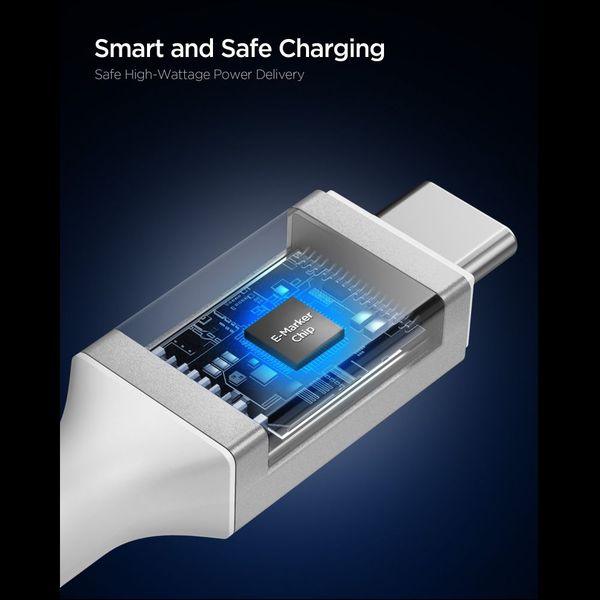 spigen eb24015cc essential type-c cable 240w 150cm white zdjęcie 5