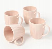 Kubek z porcelany z reliefem Sali, 4 szt. Jasny różowy