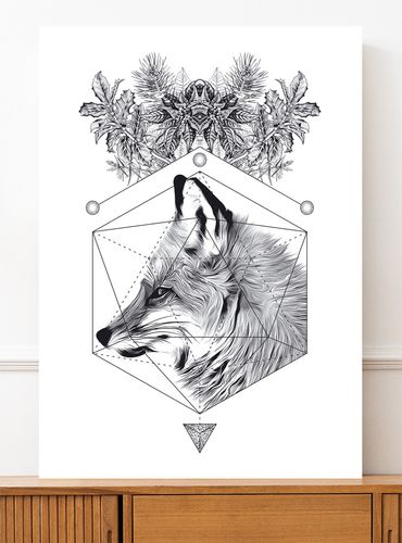 Plakat cyfrowy do wydruku lis geometria na Arena.pl
