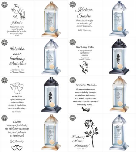 Luksusowy znicz personalizowany cytat grawer z napisem dedykacją inicjałami na Arena.pl