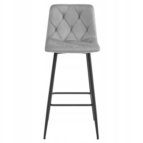 Hoker Krzesło Barowe Wysokie do Wyspy Welurowe Tapicerowane Szare na Arena.pl