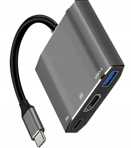 ADAPTER HUB PRZEJŚCIÓWKA USB 3.0 HDMI 4K 60Hz USB-C 100W 5A POWER DELIVERY na Arena.pl
