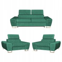 Zestaw mebli wypoczynkowych Bosso Sofa 2os fotele zielone Family Meble