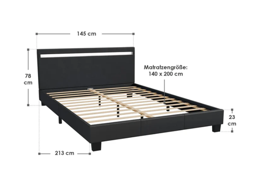 Łóżko tapicerowane z oświetleniem LED i stelażem 140 cm na Arena.pl