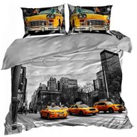 Pościel 3D bawełna satyna 200x220cm ŻÓŁTE TAKSÓWKI