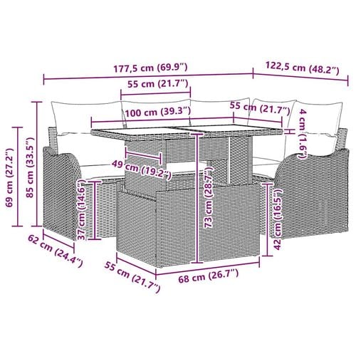 Zestaw Sof na Ogród z poduszką 5 pcs Beżowy Polirattan na Arena.pl