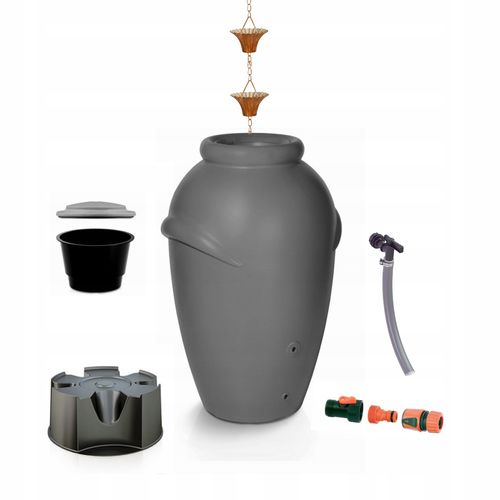 Zbiornik AQUACAN 360 l + łańcuch, podstawa | Grafit, Pojemność: 360 l, Wymiary 72x80x120 cm, Kolor Grafit, Waterform, Prosperplast na Arena.pl