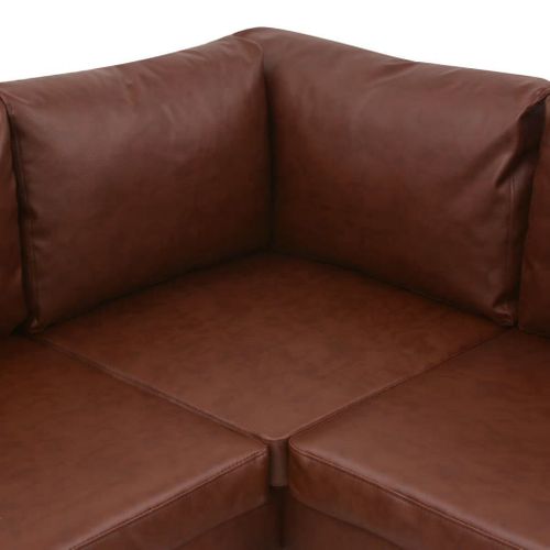 Sofa Narożna, Sztuczna Skóra, Brąz na Arena.pl