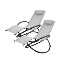 18461       KOMPLET LEŻAKÓW OGRODOWYCH SZARY WODOODPORNY MATERIAŁ SOLI