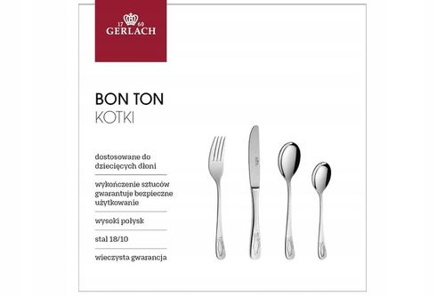 Sztućce dla Dzieci Gerlach Bon Ton Kotki Grawer Prezent na Chrzest na Arena.pl