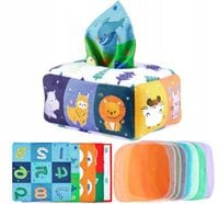 SORTER PUDEŁKO Z CHUSTECZKAMI ZWIERZĄTKA PLUSZOWE MONTESSORI SENSORYCZNE