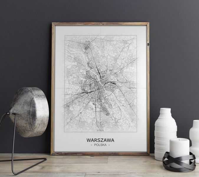 Kraków - Czarno-biała mapa 40x50 cm zdjęcie 3