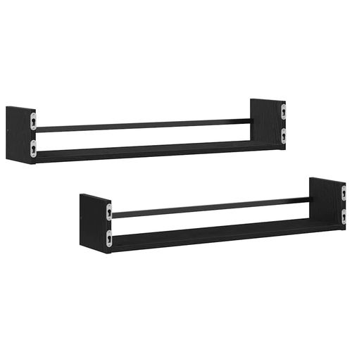 Półka ścienna z półką 2 pcs Czarny dąb 80 x 16 x 14 cm na Arena.pl