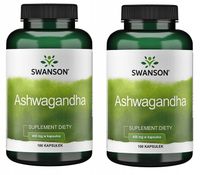 SWANSON ASHWAGANDHA 450mg Żeń-szeń PAMIĘĆ 2 op. 200 kaps STRES skóra SEN