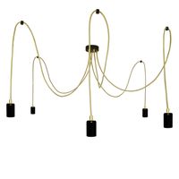 Lampa Wisząca Pająk 5 Czarna Połysk Ze Złotym Przewodem E27