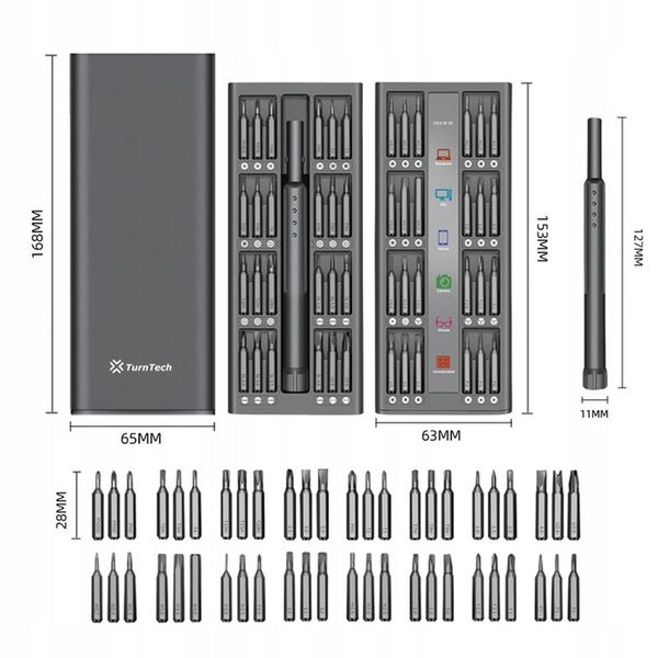 Śrubokręt precyzyjny TurnTech z zestawem końcówek 48 in 1 ALU zdjęcie 11