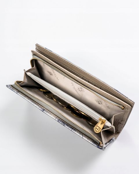 PETERSON portfel damski skórzany lakierowany z motylami P187 srebrny zdjęcie 9