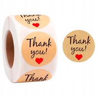 Naklejki Etykiety Thank You 1000 Szt Ozdobne Dekoracyjne Okrągłe Dziękuję