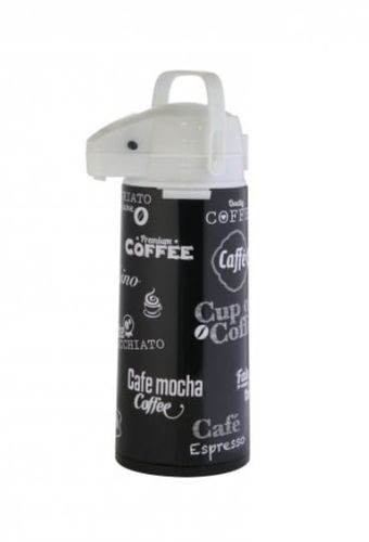 Termos konferencyjny z pompką wkład szklany obudowa stal nierdzewna 1,9 l wz. 1  napisy Coffee Espresso Latte Macchiato czarny na Arena.pl
