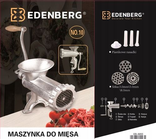 RĘCZNA MASZYNKA do MIELENIA Mięsa Żeliwna nr. 10 Nadziewarka 3 Sita Lejki na Arena.pl