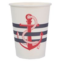 Kubeczki papierowe w marynarskie paski Morskie, 10 szt.