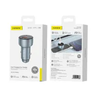 foneng ładowarka samochodowa c18 pd 48w 1xusb-c + 1xusb qc3.0 srebrny