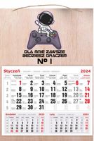 KALENDARZ 2025 jednodzielny DREWNIANY prezent z nadrukiem dla gracza gamera