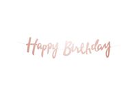 Baner urodzinowy "Happy Birthday", 110 cm, różowo złoty